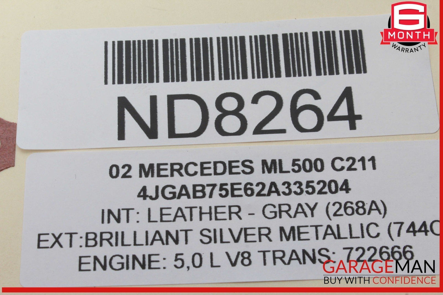 02-05 Mercedes W163 ML500 ML350 Front Right Headlight Head Light Lamp Halogen