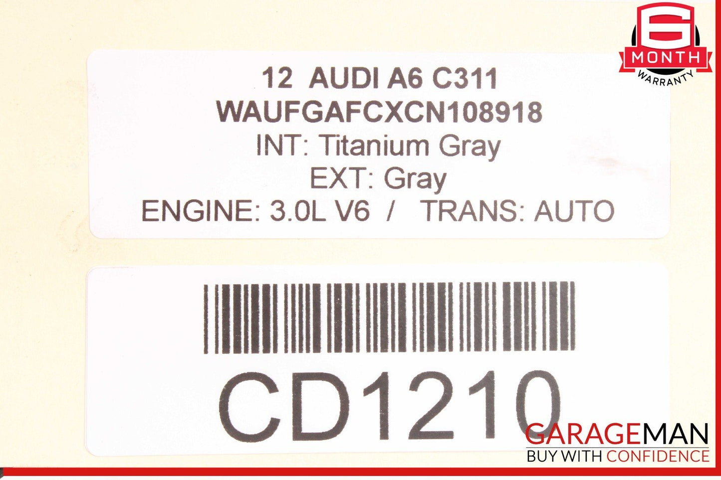 12-18 Audi A6 Front Suspension Support Subframe Crossmember OEM
