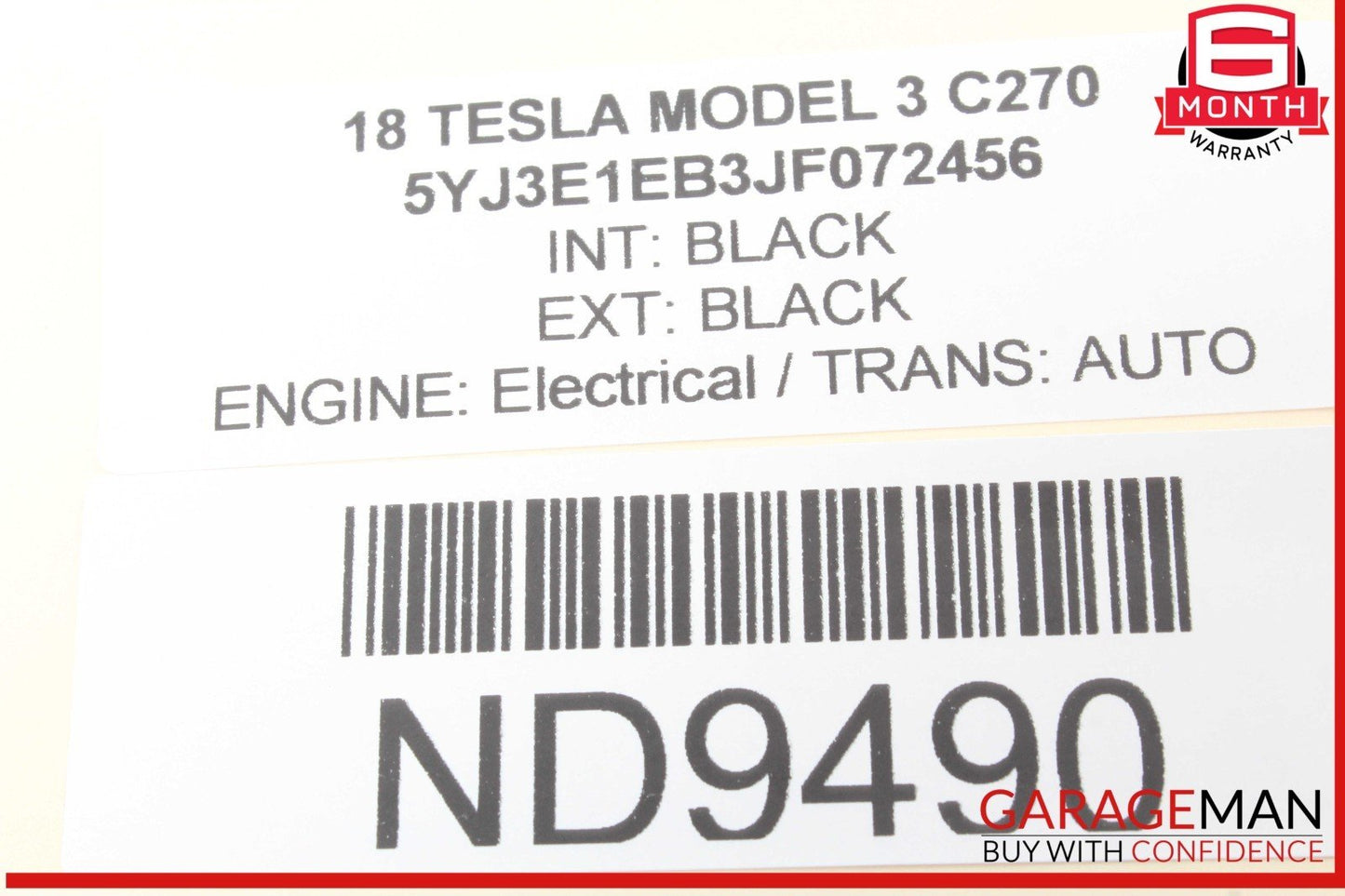 17-23 Tesla Model 3 Rear Trunk Release Handle w/ Backup Camera 109594965D OEM