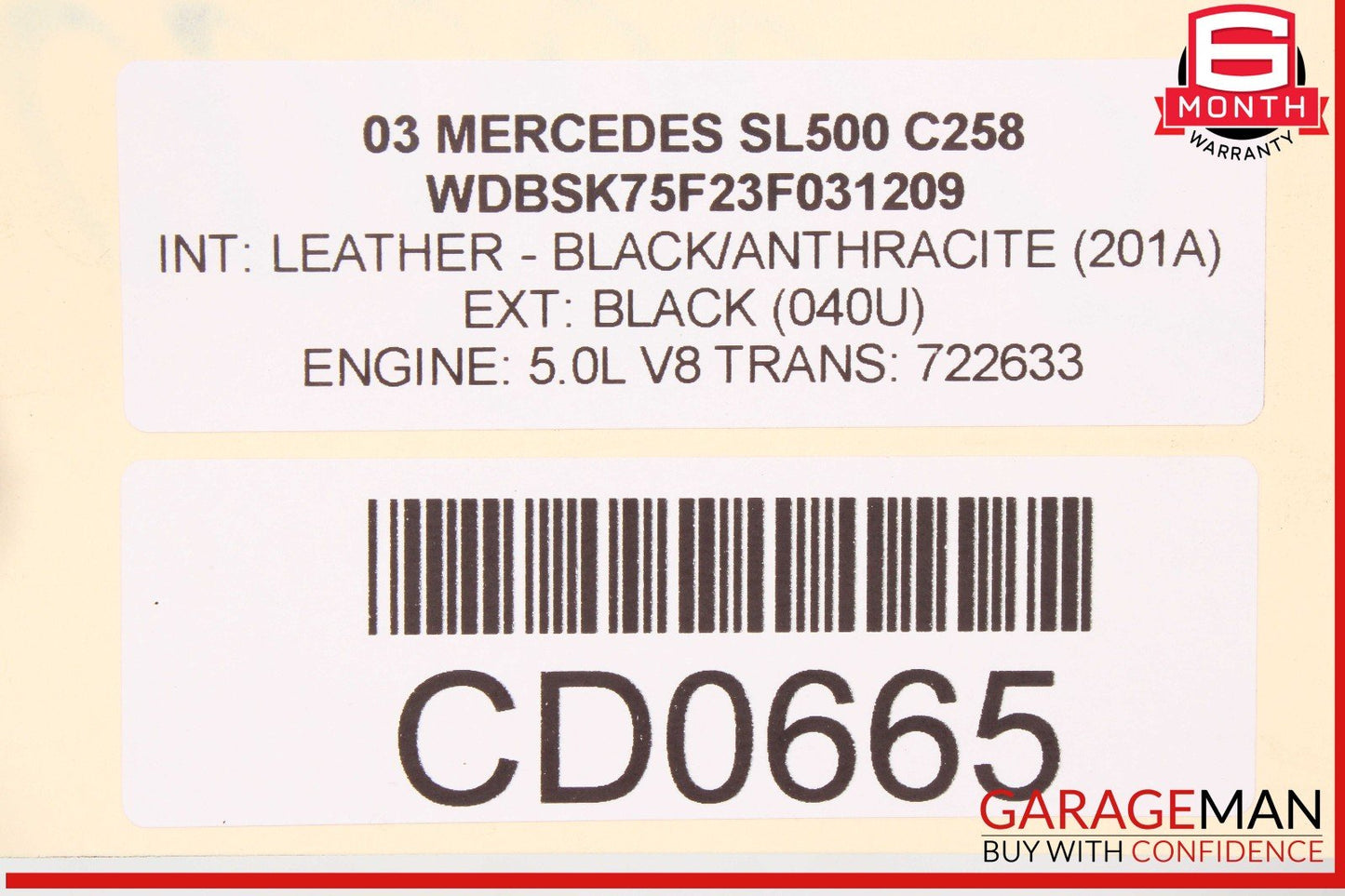 03-08 Mercedes R230 SL500 SL55 Upper Radiator Support Headlight Support Bracket