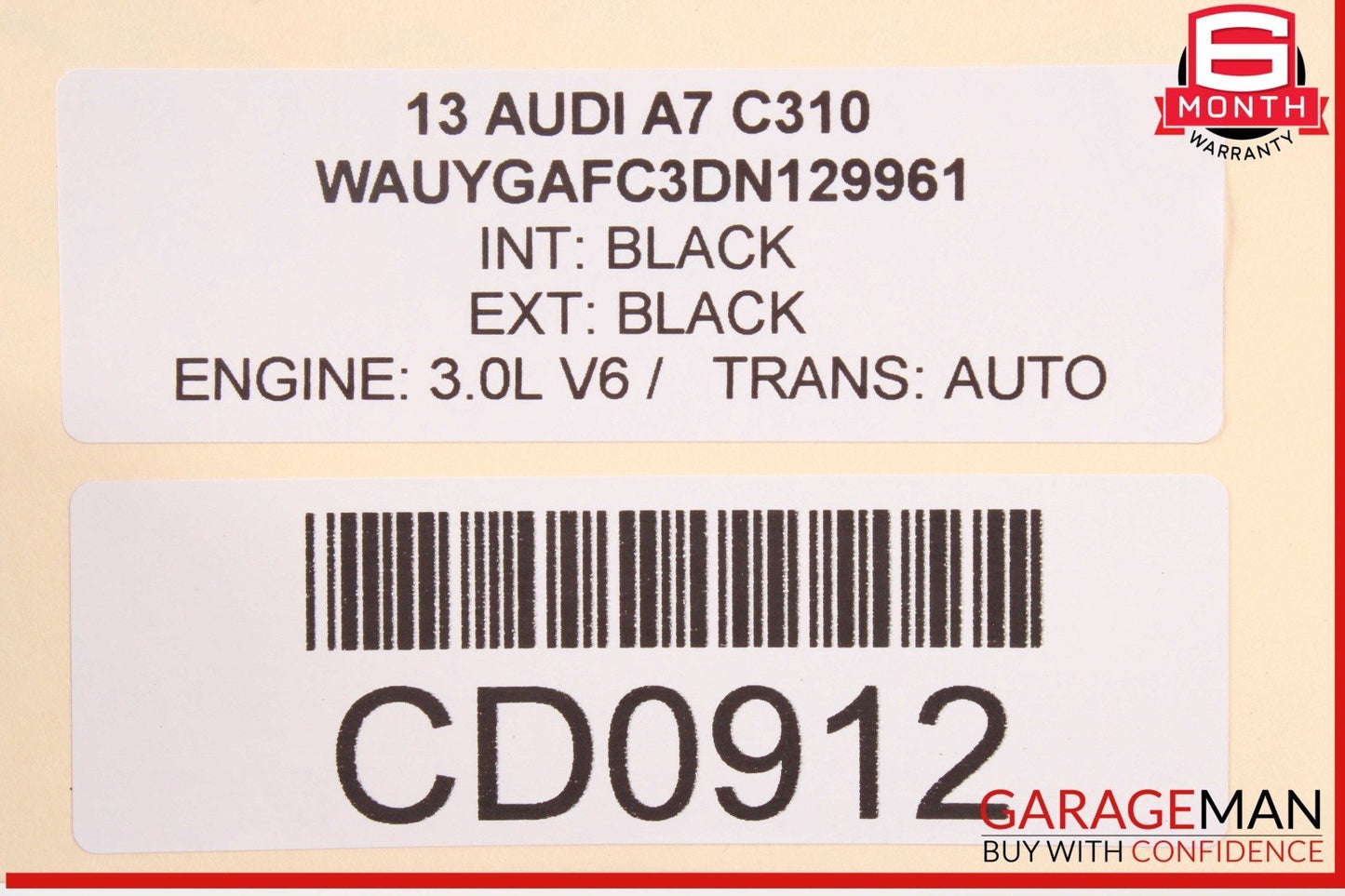 12-18 Audi A7 RS7 S7 Rear Left Driver Side Door Shell Panel Black OEM
