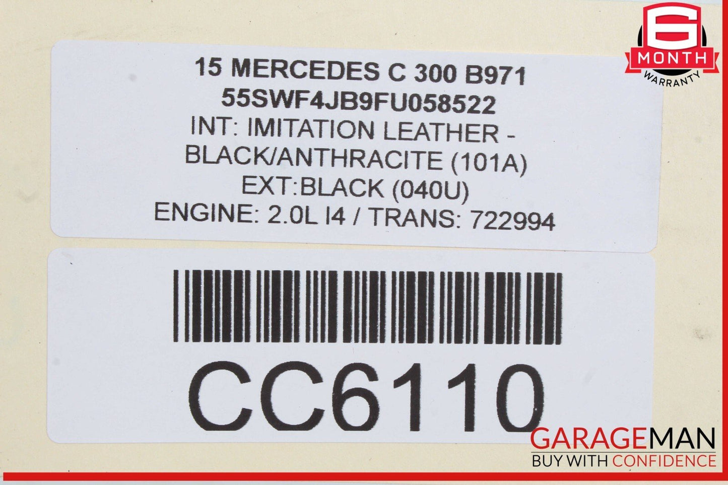 15-17 Mercedes W205 C300 RWD 7G Automatic Transmission Assembly 722.994 OEM 82k