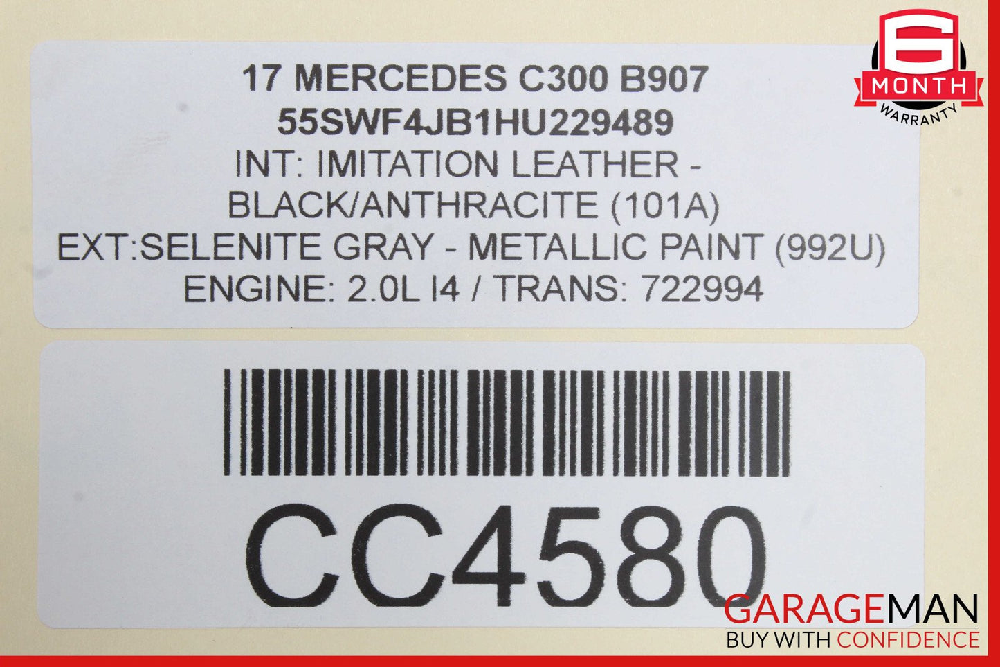 15-18 Mercedes W205 C300 C350e Front Left Side Interior Door Panel OEM