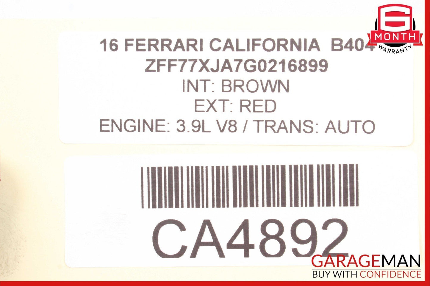 15-18 Ferrari California T Door Weatherstrip Gasket Seal Rubber OEM