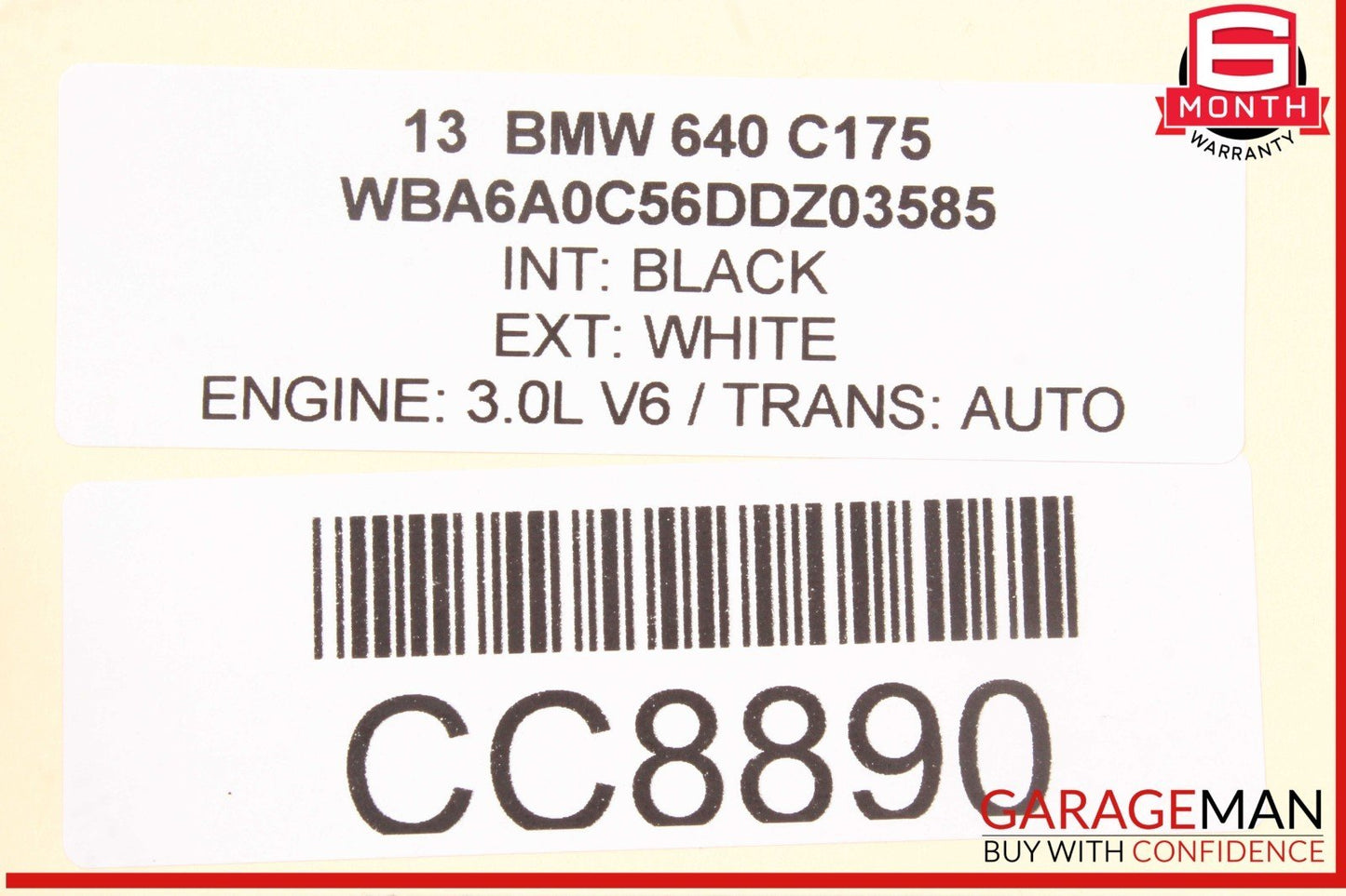 13-19 BMW 650i F06 Rear Left Driver Side Door Exterior Shell White OEM