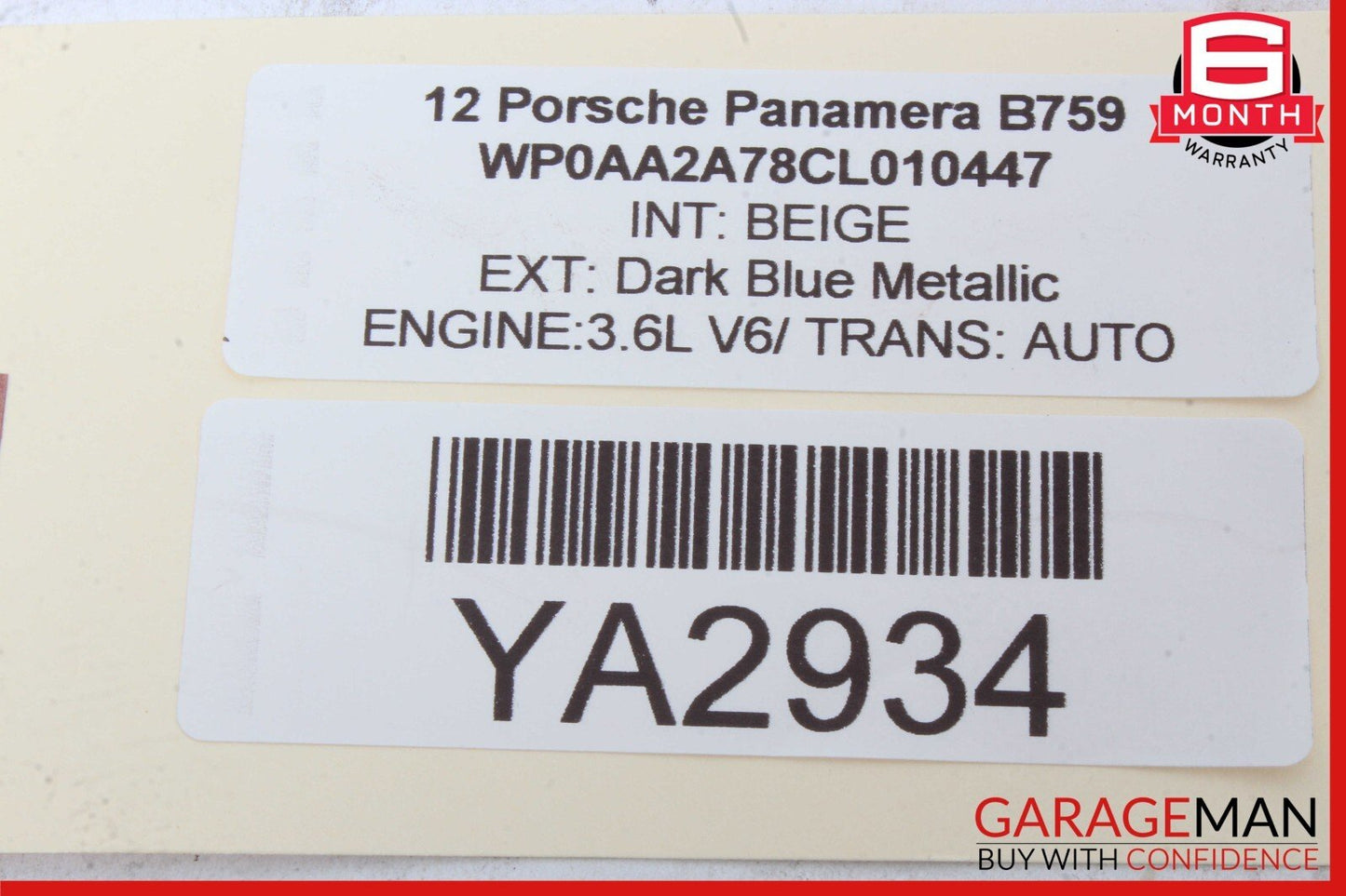 10-16 Porsche Panamera 970 Rear Right Side Seat Bolster Trim Module Assy Beige
