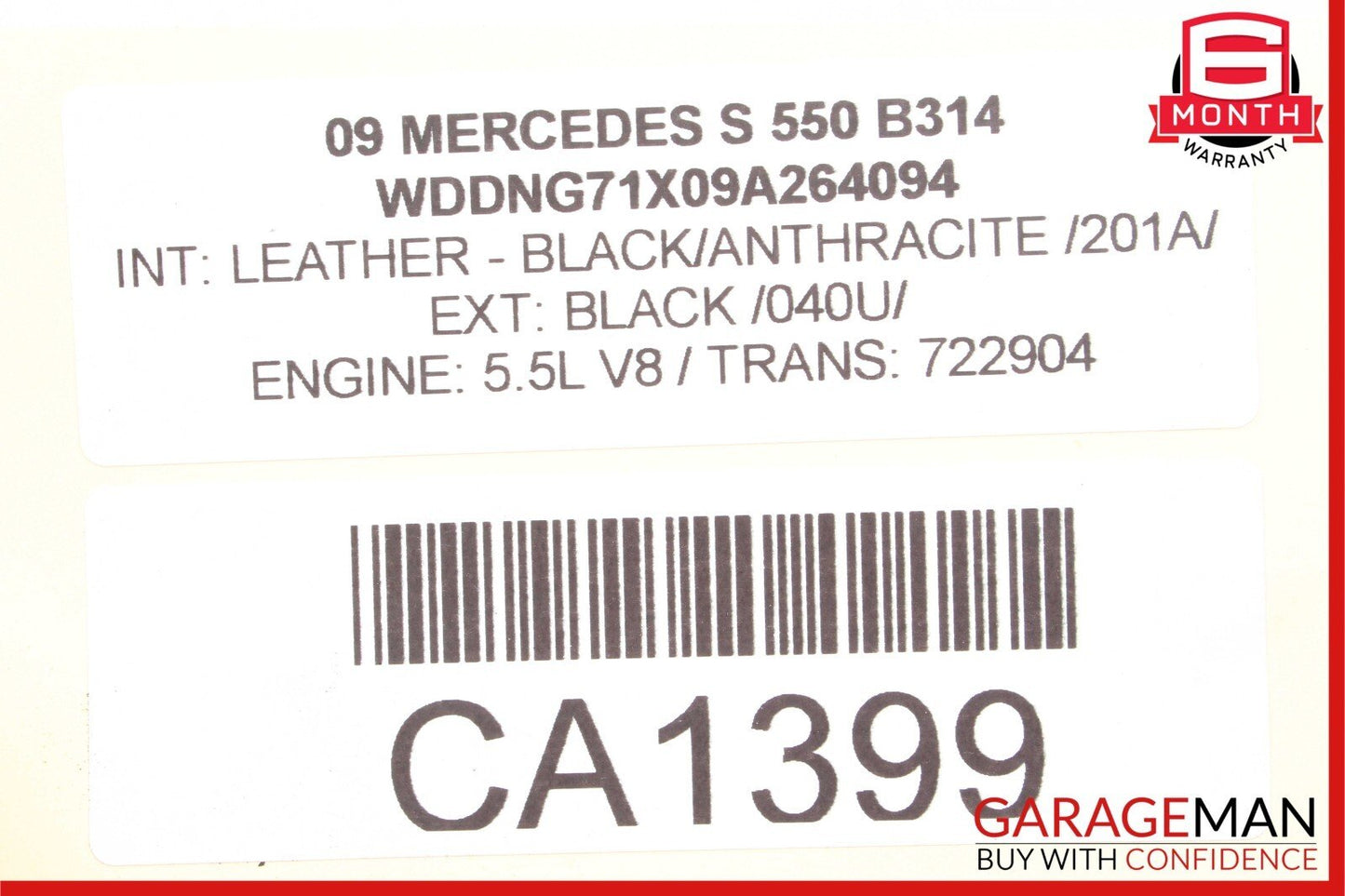 07-13 Mercedes W221 S550 Rear Left Side Airmatic Suspension Shock Absorber OEM