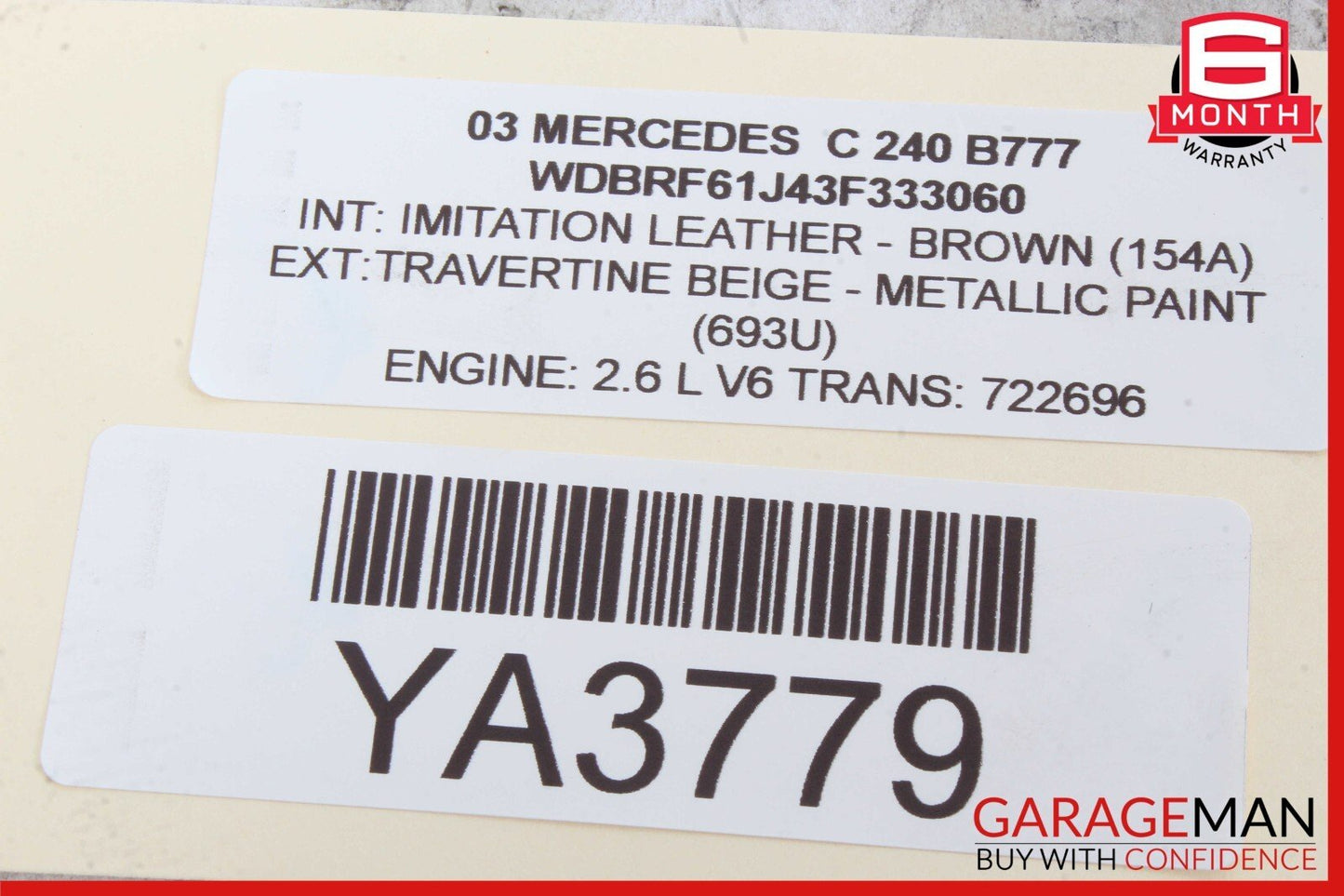 00-04 Mercedes W203 C240 CL600 Front Left Side Foglight Fog Light Lamp OEM