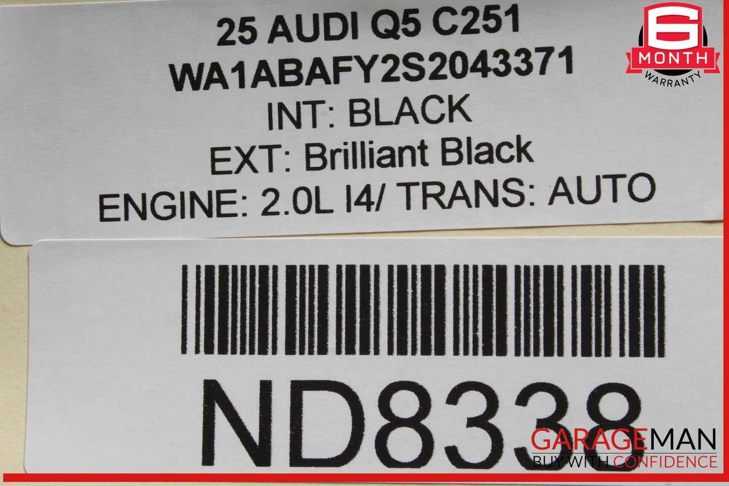 18-25 Audi Q5 Front Right Complete Seat Cushion Assembly Black OEM