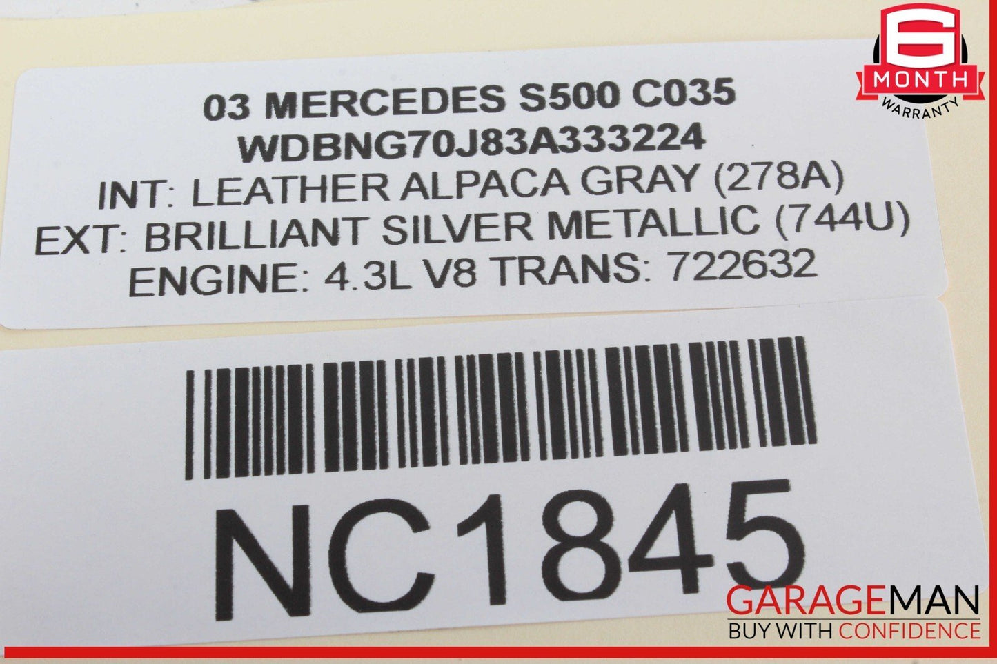 00-06 Mercedes W220 S500 S55 AMG Rear Headliner Reading Map Dome Light OEM