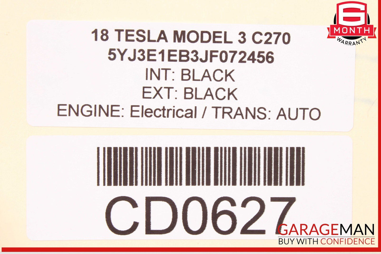 17-23 Tesla Model 3 Rear Right Interior Door Panel OEM