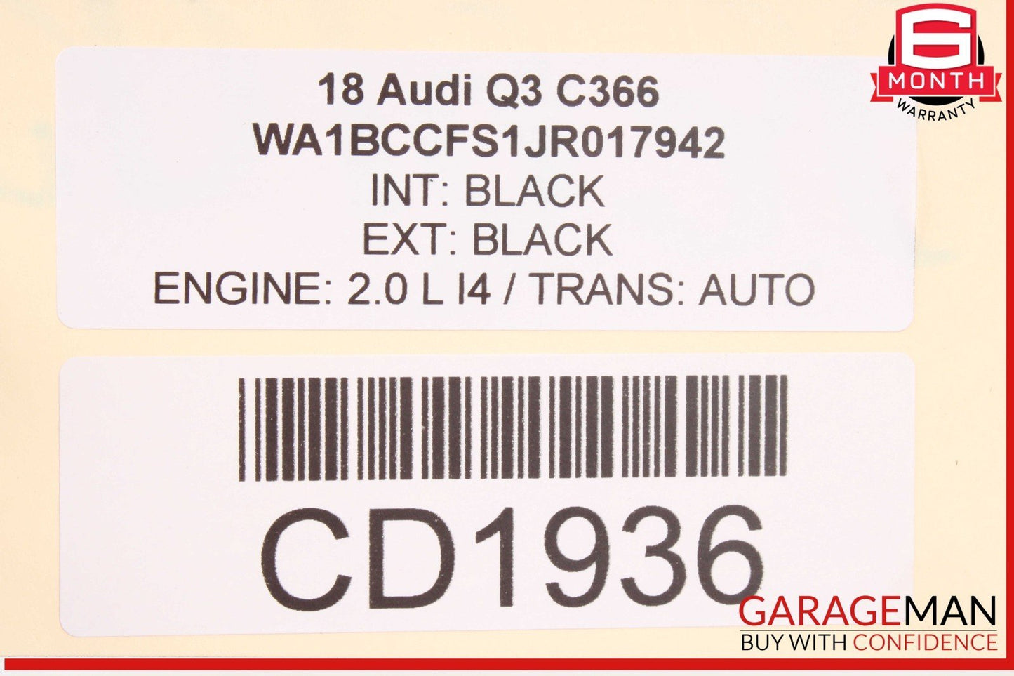 15-18 Audi Q3 2.0L FWD 6 Speed Automatic Transmission Assembly OEM 130k