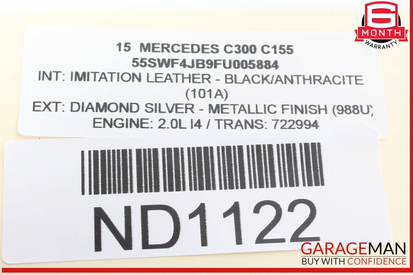 14-19 Mercedes W205 C300 GLC300 S550 Front Interior Rear View Mirror Gray OEM