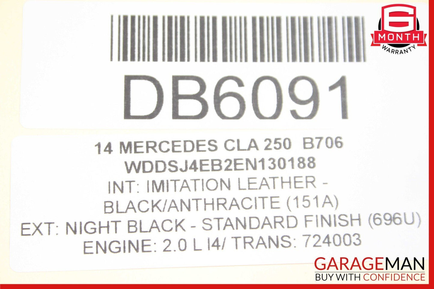 14-18 Mercedes W117 CLA250 Front Left Side Top Upper Seat Cushion Cover OEM