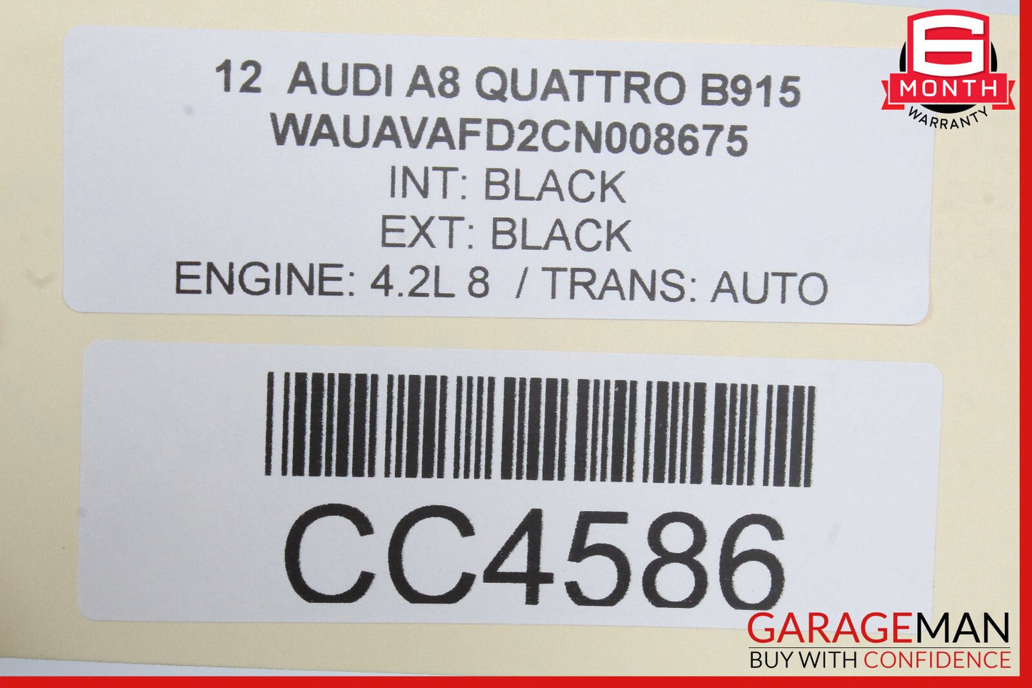 11-17 Audi A8 Interior Door Panel Rear Left Driver Side Black OEM