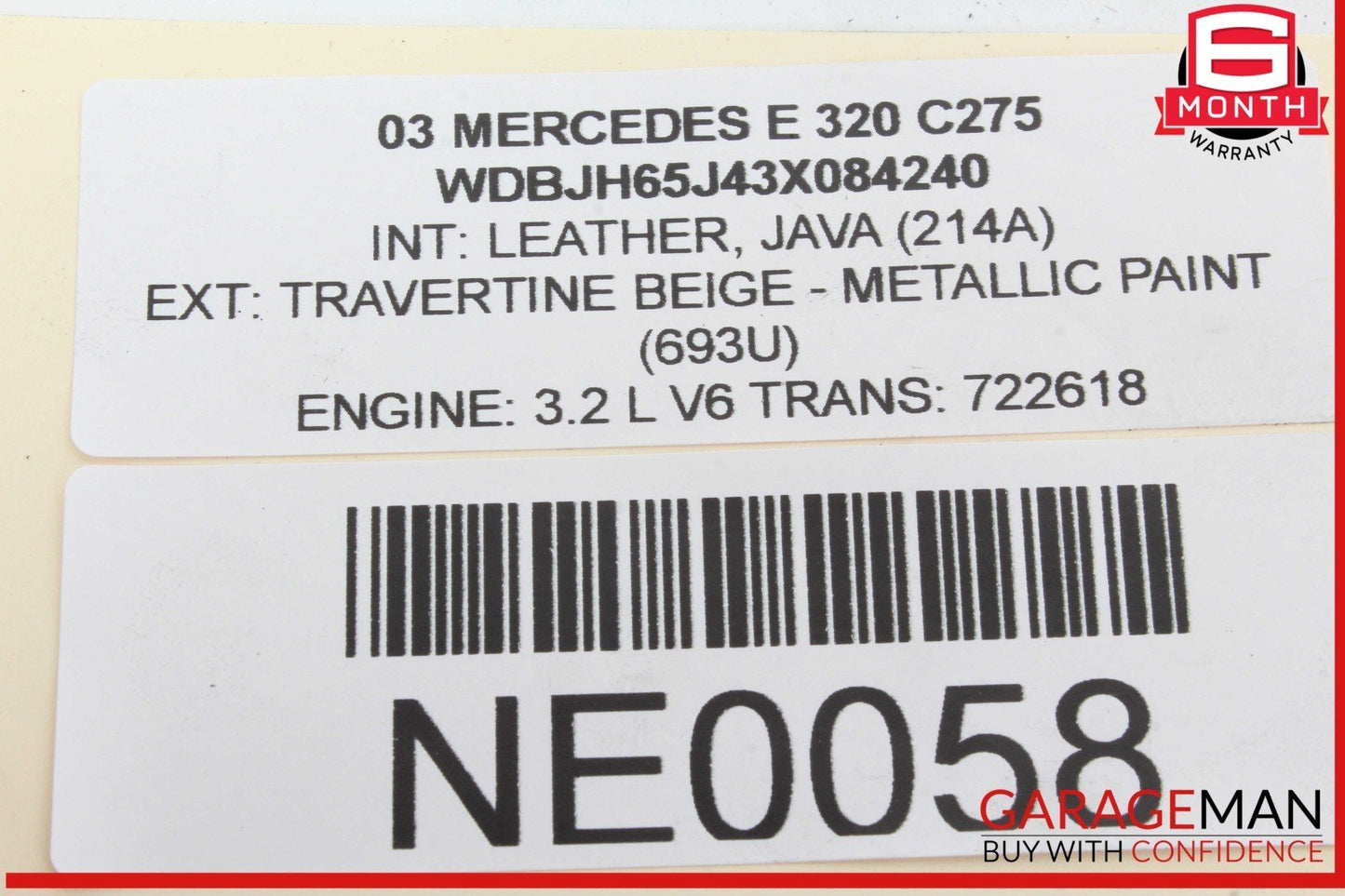 96-02 Mercedes W210 E320 Rear Right Passenger Side Window Regulator OEM