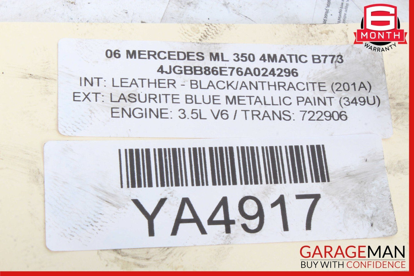 06-13 Mercedes W164 ML350 SLK300 Engine Upper Oil Sump Baffle Pan 2720142002 OEM