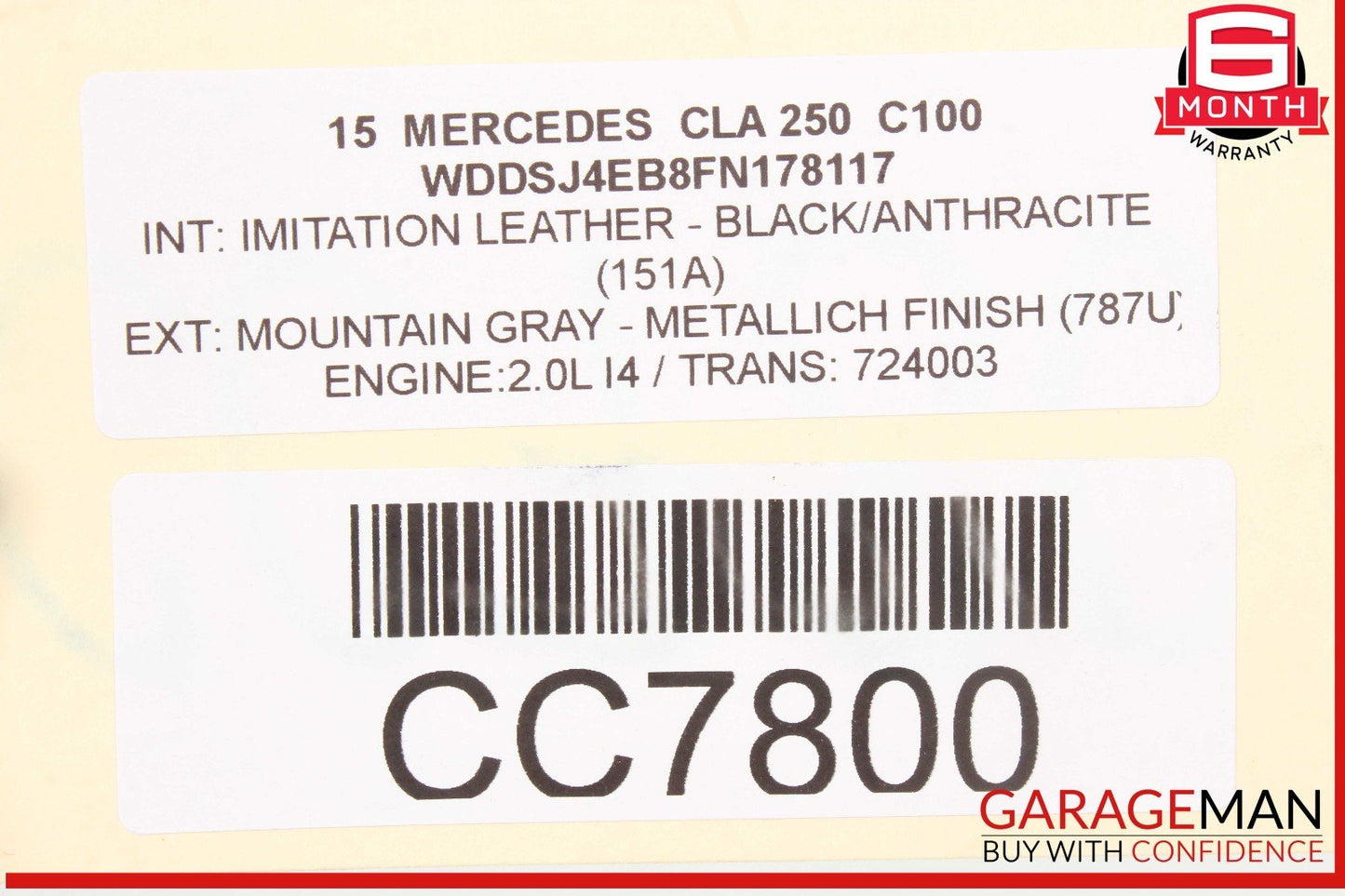 14-19 Mercedes W117 CLA250 CLA45 Rear Left Side Exterior Door Shell Panel OEM