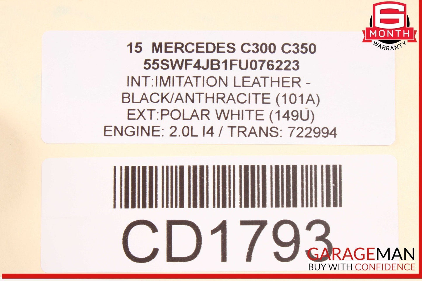 15-20 Mercedes W205 C300 Front Upper Radiator Support Tie Bar OEM