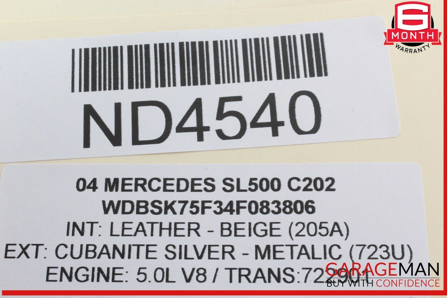 03-06 Mercedes R230 SL500 SL55 AMG Center Dashboard Hazard AC Air Vent Beige OEM