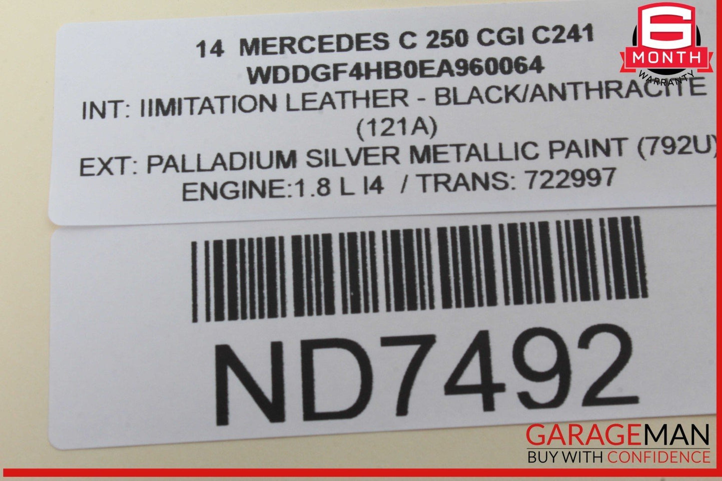 08-14 Mercedes W204 C250 CGI C63 AMG Overhead Dome Light Lamp 2049002004 OEM