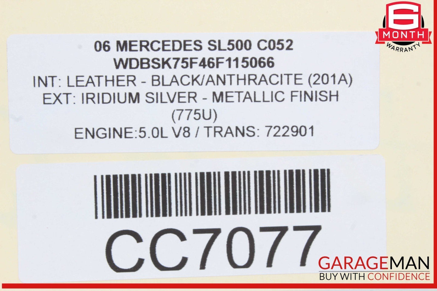 03-08 Mercedes R230 SL500 Upper & Lower Radiator Core Support Headlight Bracket