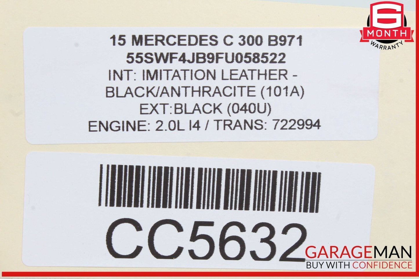 15-21 Mercedes W205 C300 C400 Sedan Rear Right Passenger Side Door Shell OEM