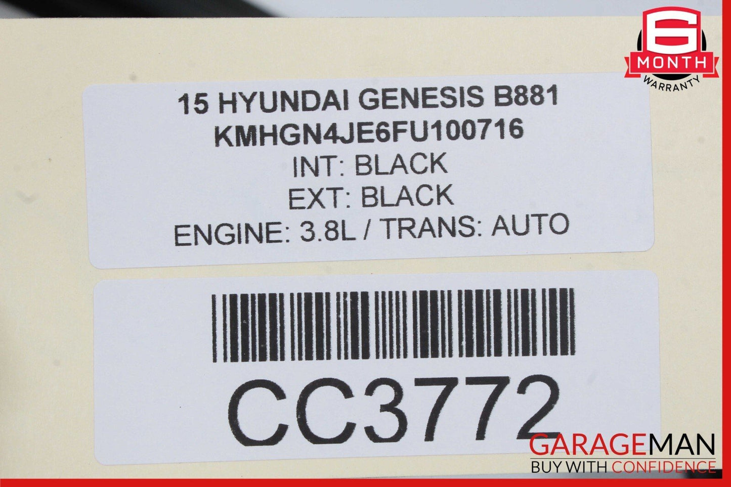 15-16 Hyundai Genesis Front Left Driver Side Door Shell Panel Black OEM