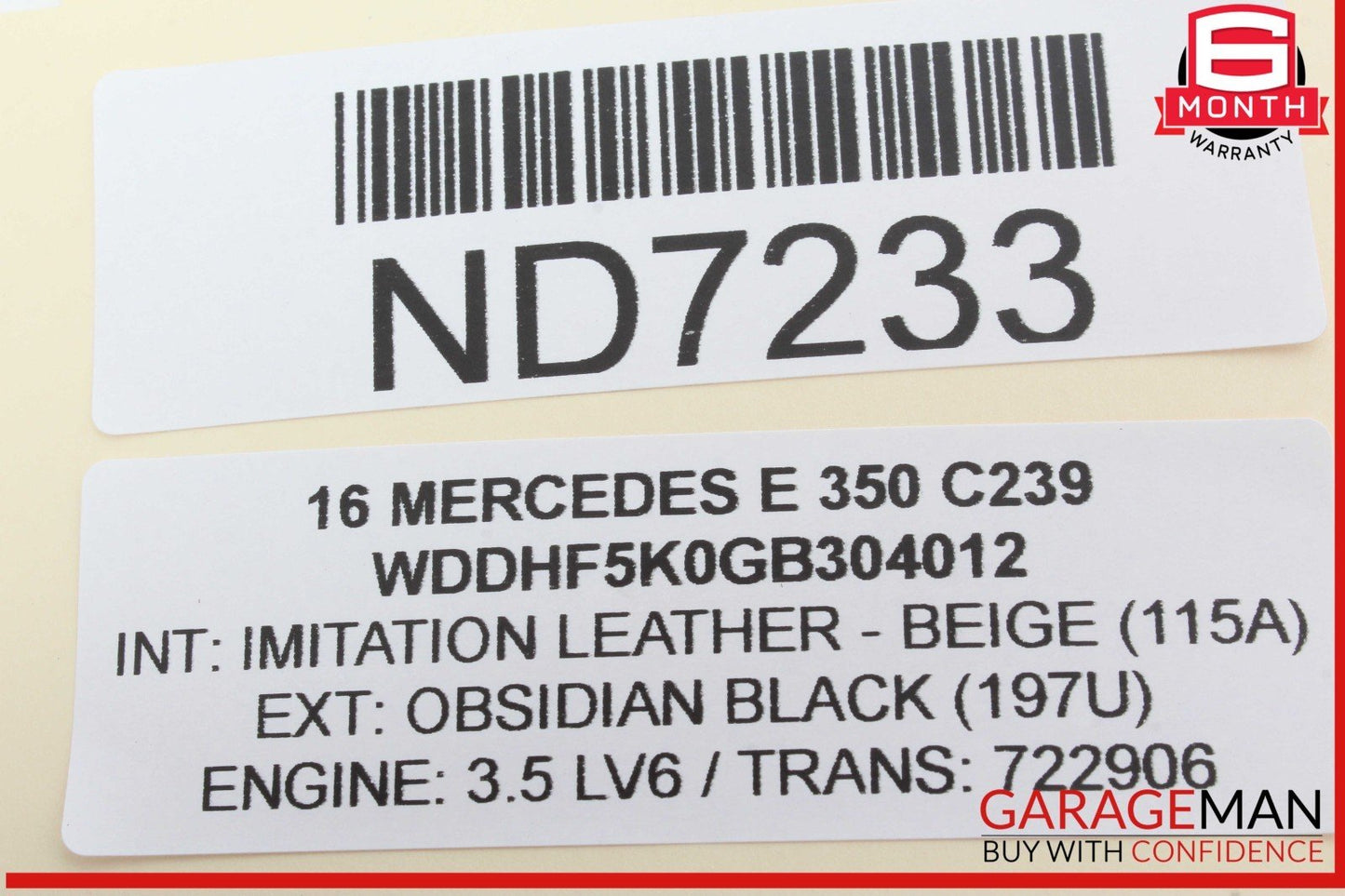 10-18 Mercedes W212 E350 Overhead Dome Light Lamp Beige 2129007116 OEM