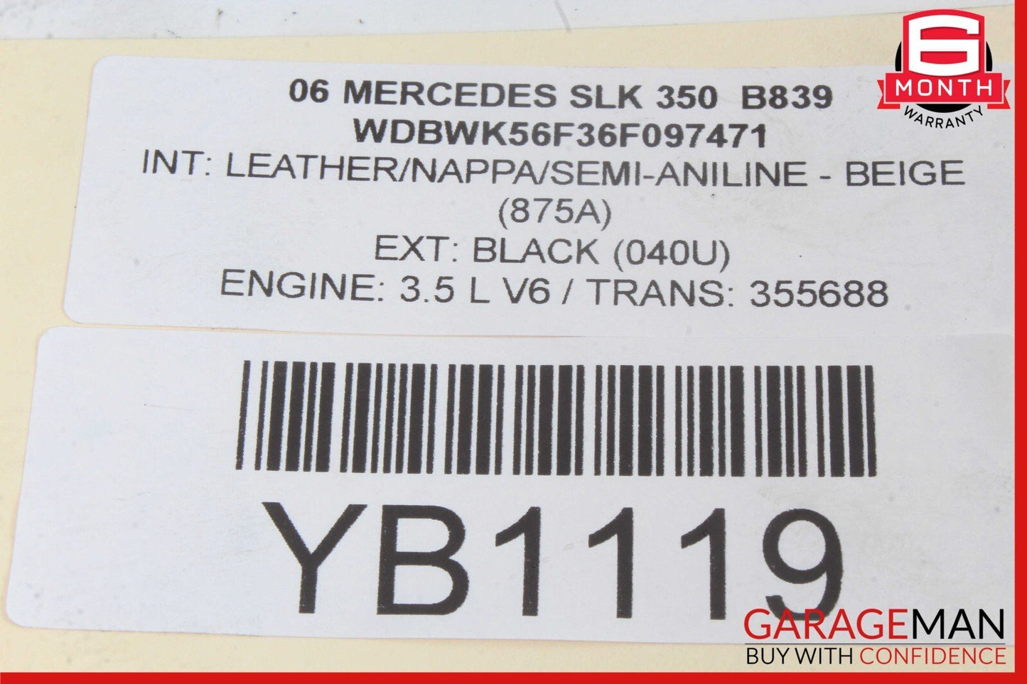 05-11 Mercedes R171 SLK350 E350 CLK350 Engine Upper Oil Sump Baffle Pan OEM