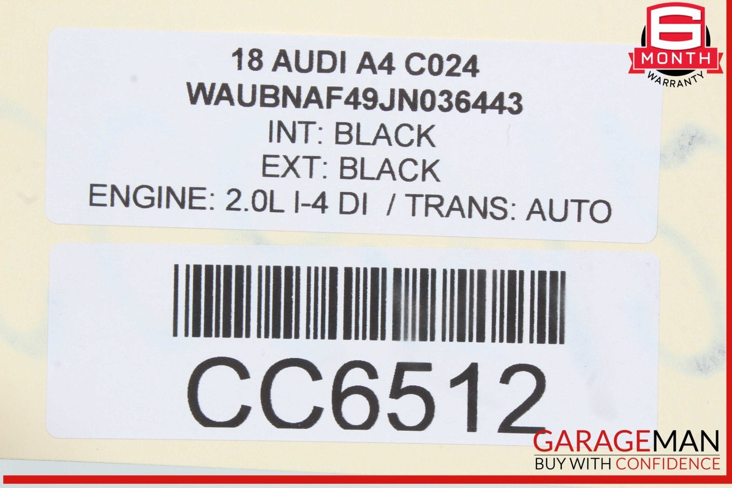 17-24 Audi A4 Top Upper Seat Cushion Front Right Passenger Side Black OEM