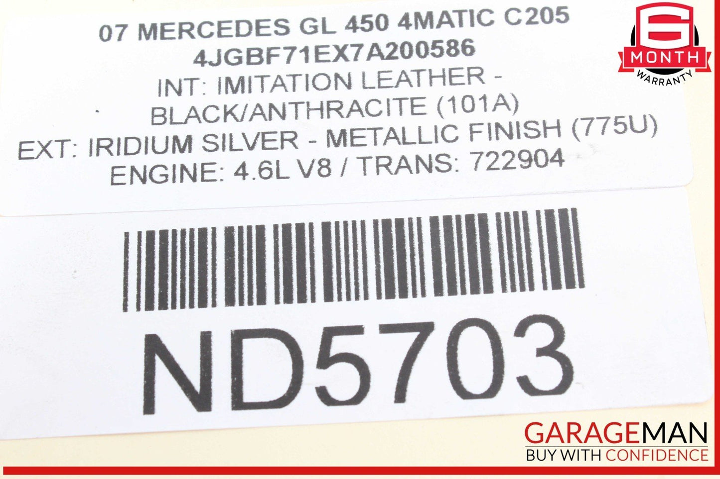 07-12 Mercedes X164 GL450 4MATIC Front Upper Radiator Support Bracket w/ Horn