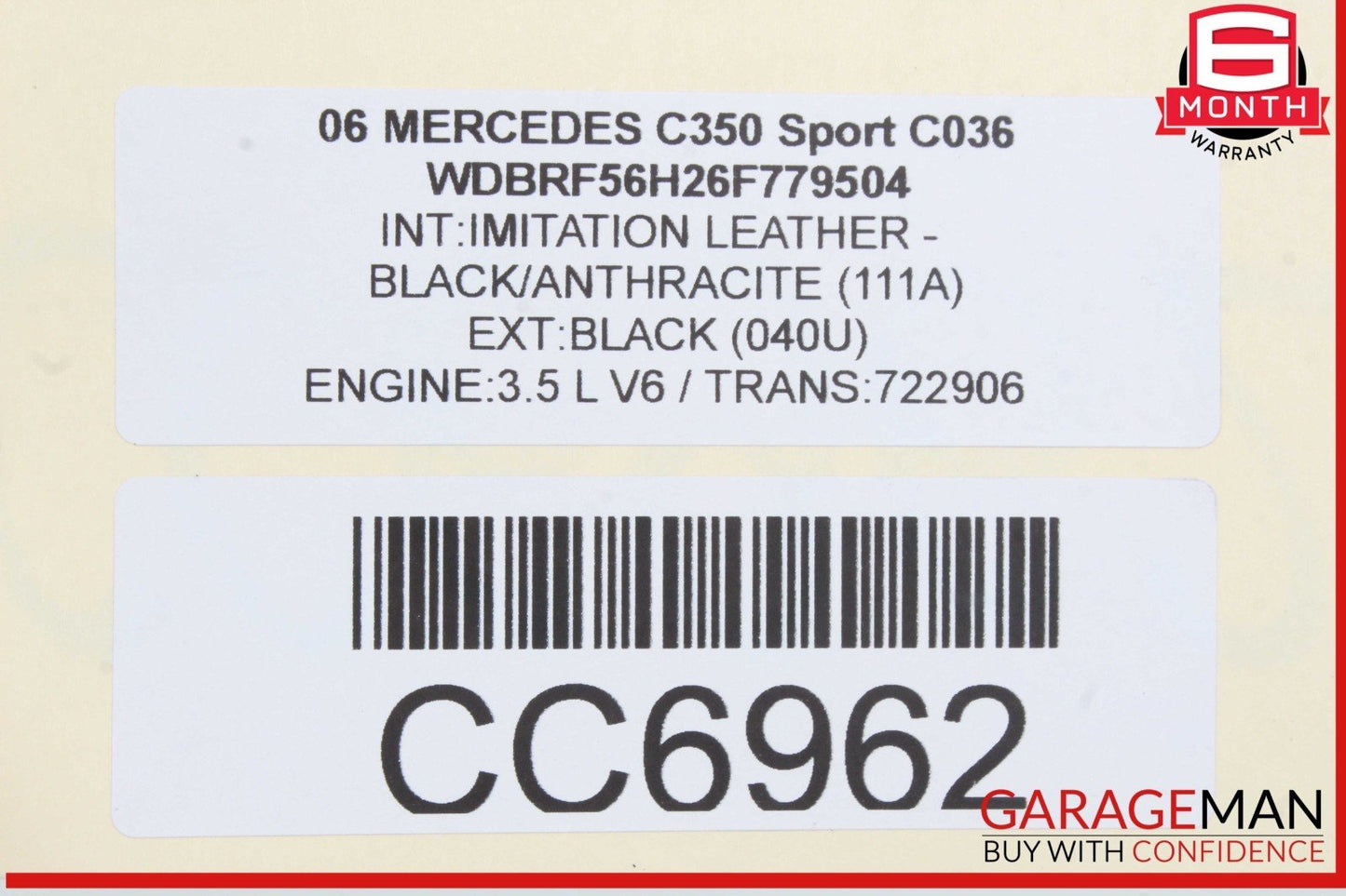 05-07 Mercedes W203 C350 Front Right Side Bottom Lower Seat Cushion Black OEM