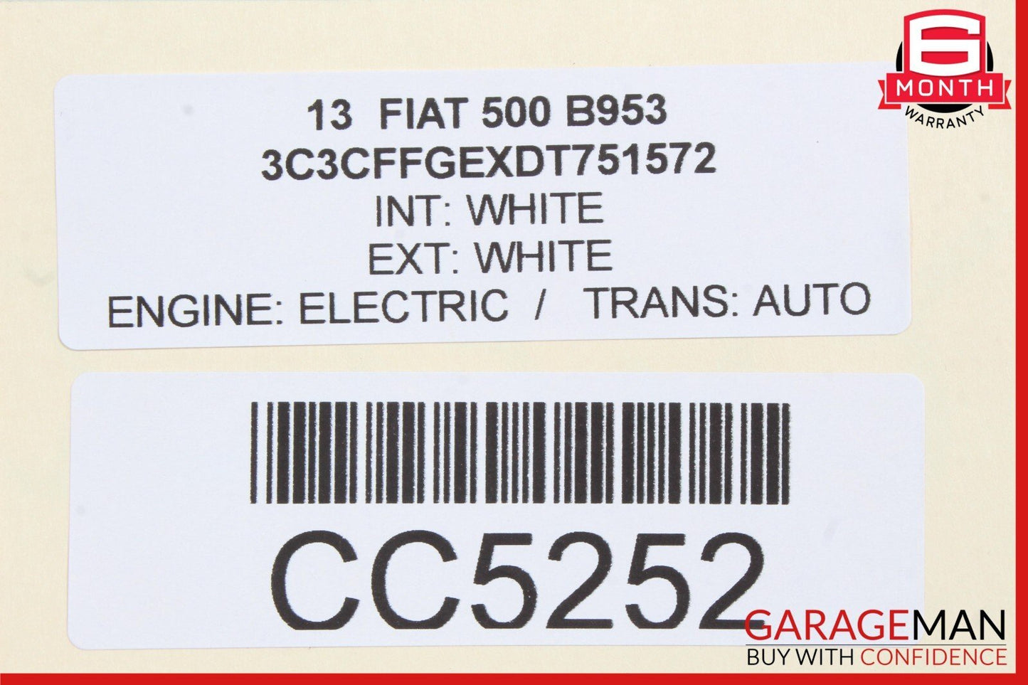 12-17 Fiat 500 Front Right Passenger Side Door Shell Panel White OEM