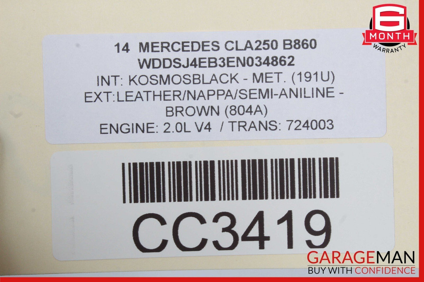 14-19 Mercedes W117 CLA250 REAR LEFT & RIGHT SEAT UPPER CUSHION W/ ARMREST OEM