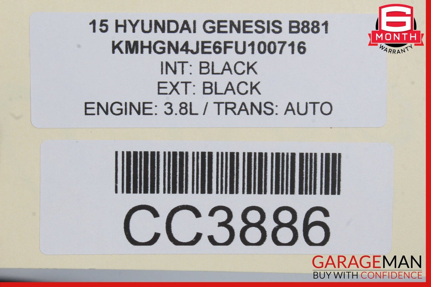 15-16 Hyundai Genesis Front Right Passenger Side Upper Top Seat Cushion