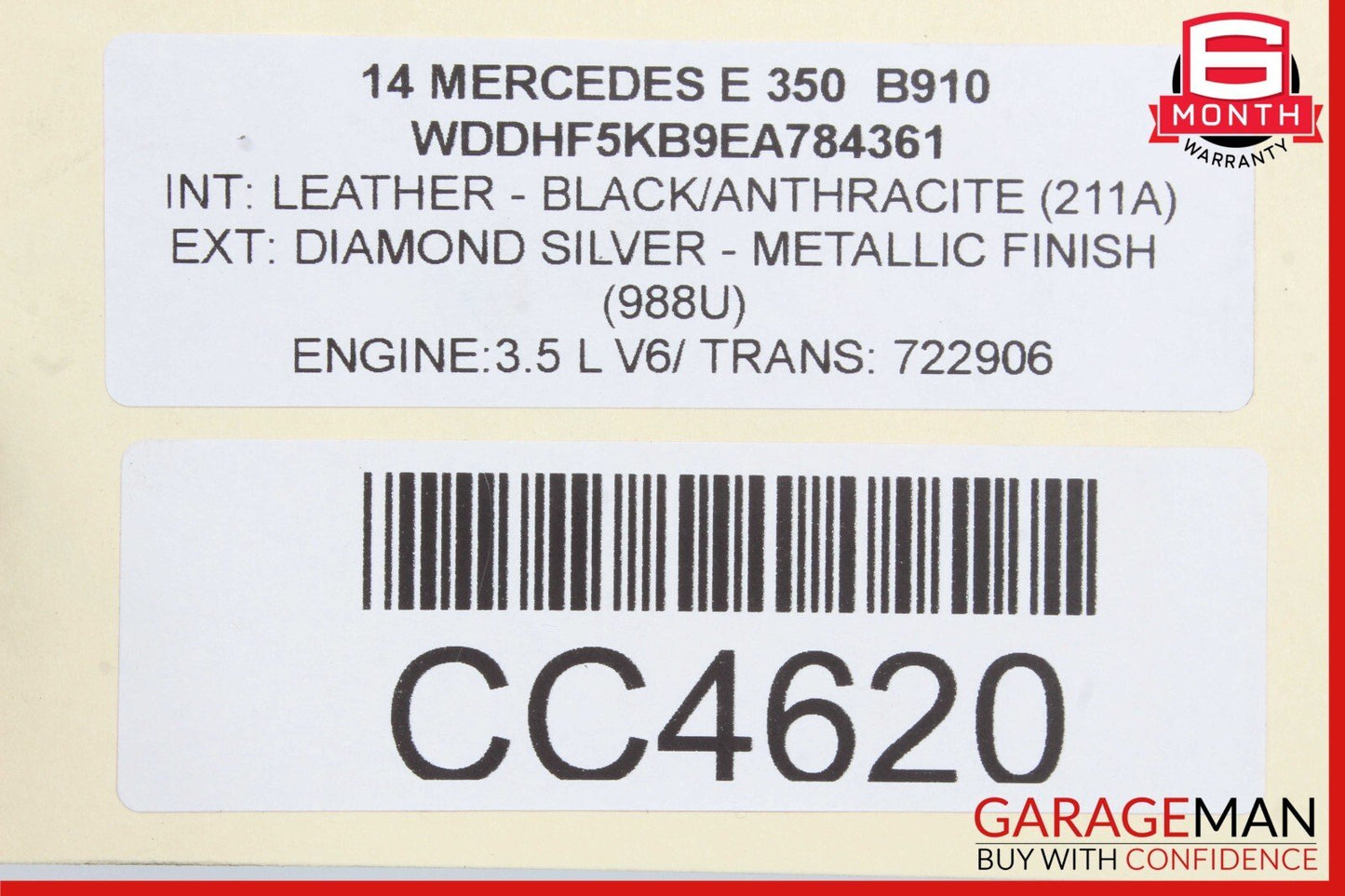 12-16 Mercedes W212 E350 CLS350 3.5L V6 RWD Engine Motor Block Assembly OEM