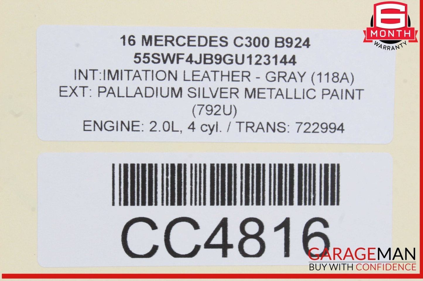 15-21 Mercedes W205 C300 C350e Sedan Rear Right Passenger Side Door Shell OEM