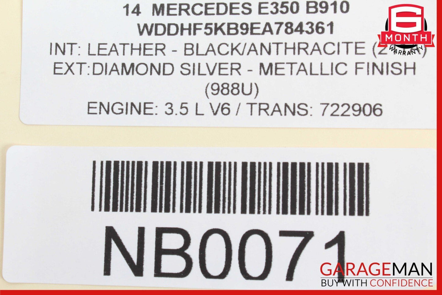 14-16 Mercedes W212 E350 E250 E550 Inner Tail Light Lamp Rear Right Side OEM