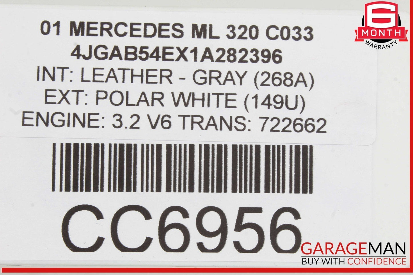 98-01 Mercede W163 ML320 ML430 Front Bumper Cover Assembly White OEM