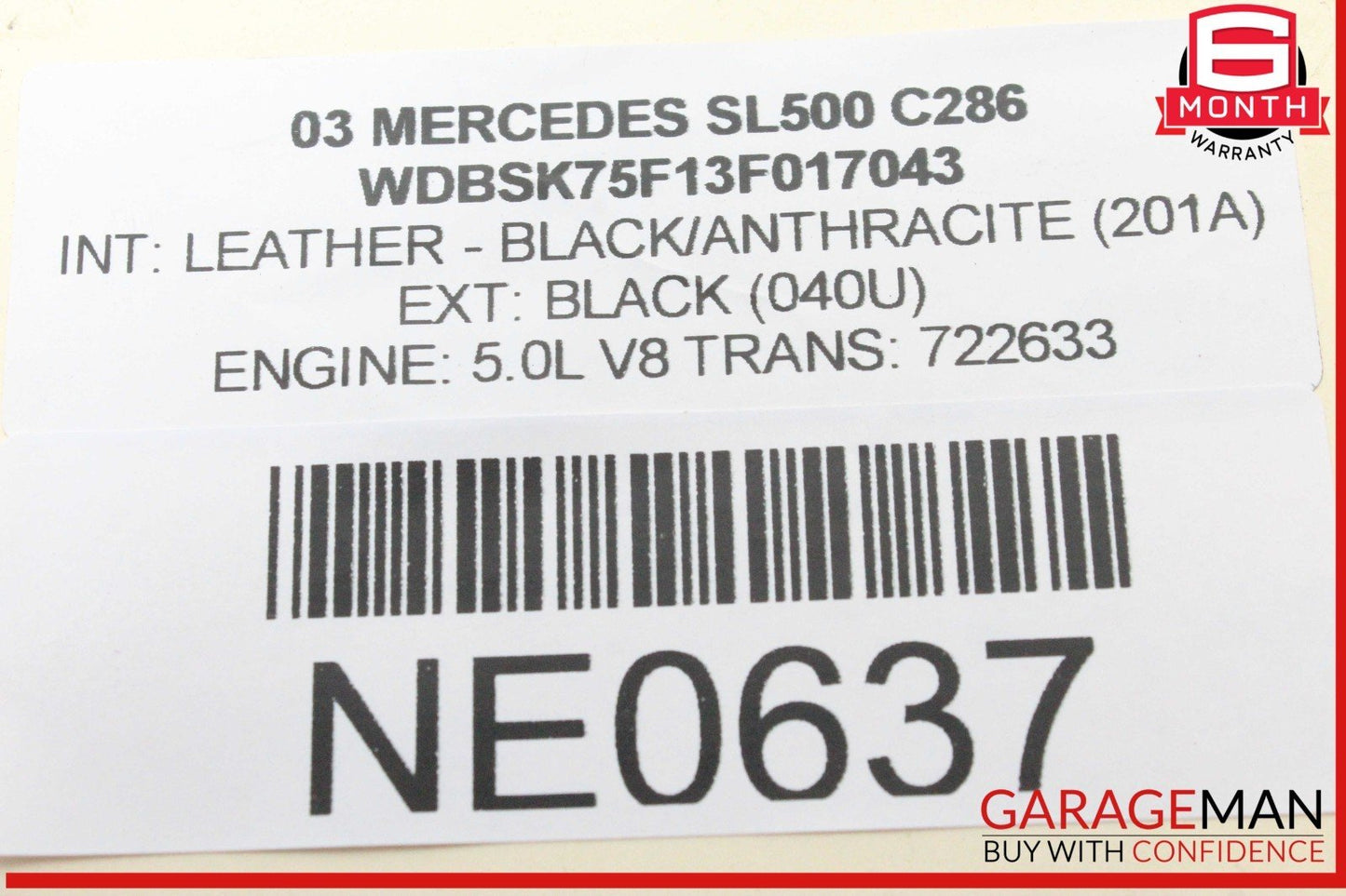 03-06 Mercedes R230 SL500 Steering Column Control Switches Assembly OEM