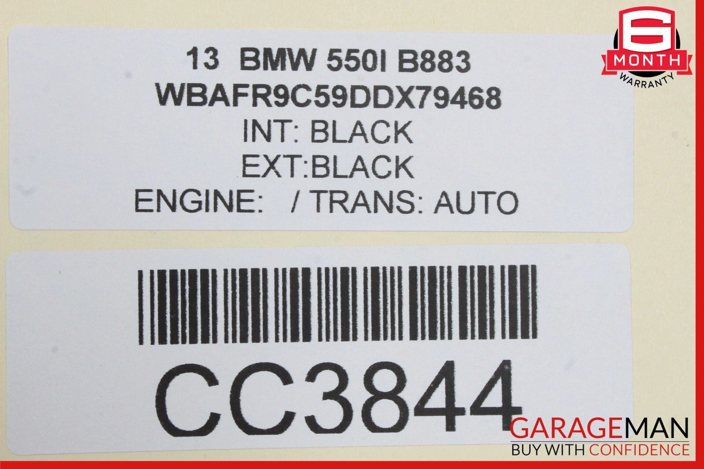 11-16 BMW 550i 535i 528i Front Left Driver Side Door Shell Panel Black OEM