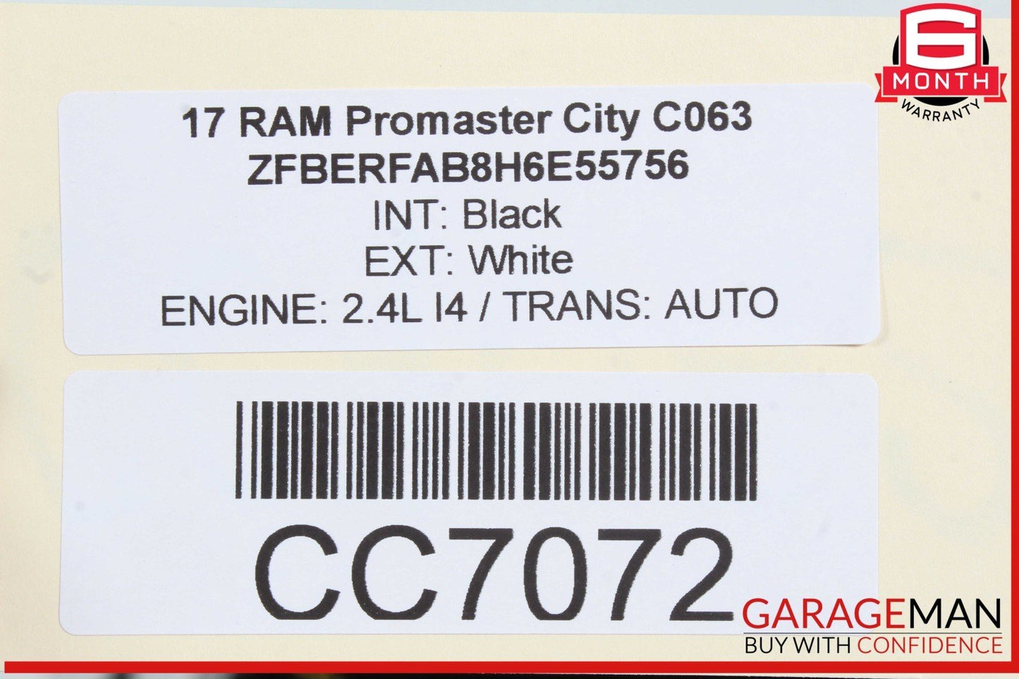 15-22 Ram Promaster City Rear Right Passenger Side Door Shell White OEM