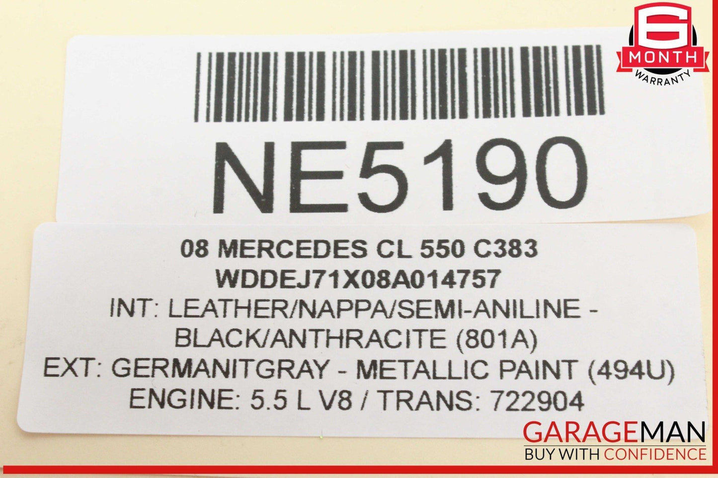 07-14 Mercedes W216 CL550 CL63 AMG Center Console Arm Rest Armrest Black OEM