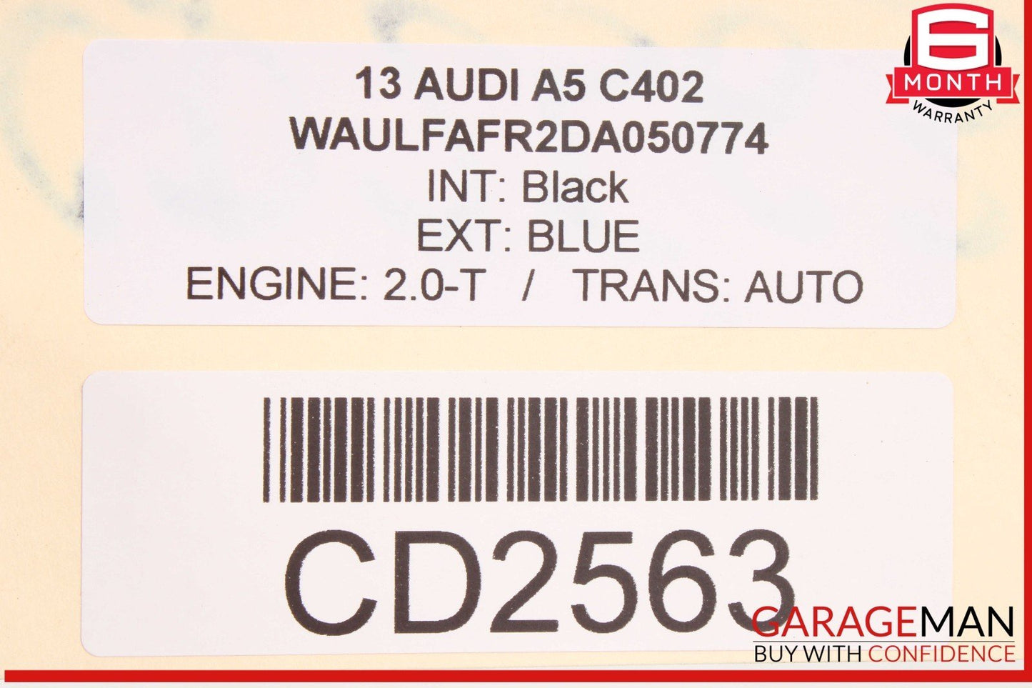 10-17 Audi A5 S5 RS5 Rear Trunk Lid Deck Shell Panel Blue OEM