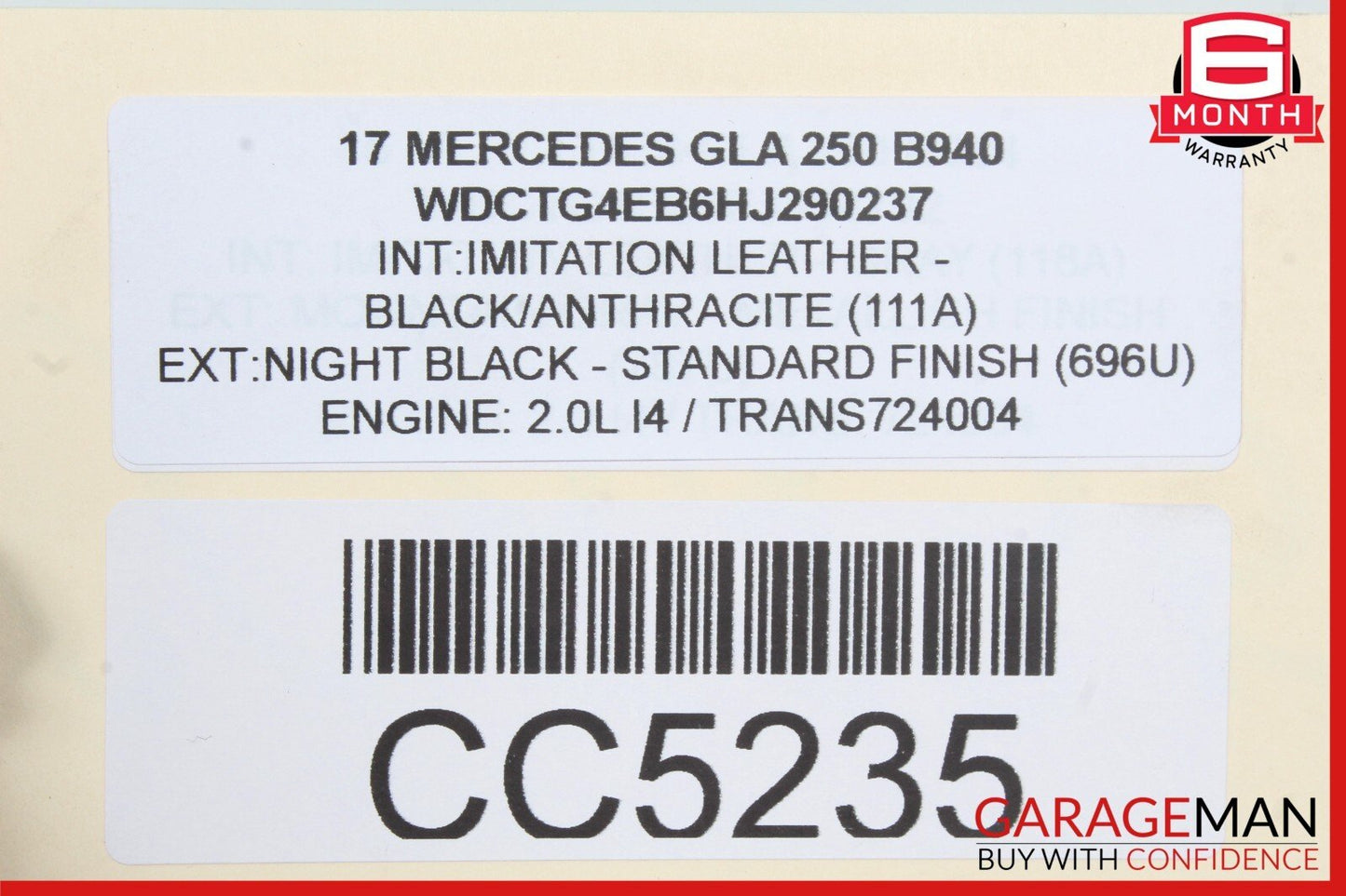 14-20 Mercedes X156 GLA250 Trunk Lid Liftgate Tailgate Hatch Shell OEM