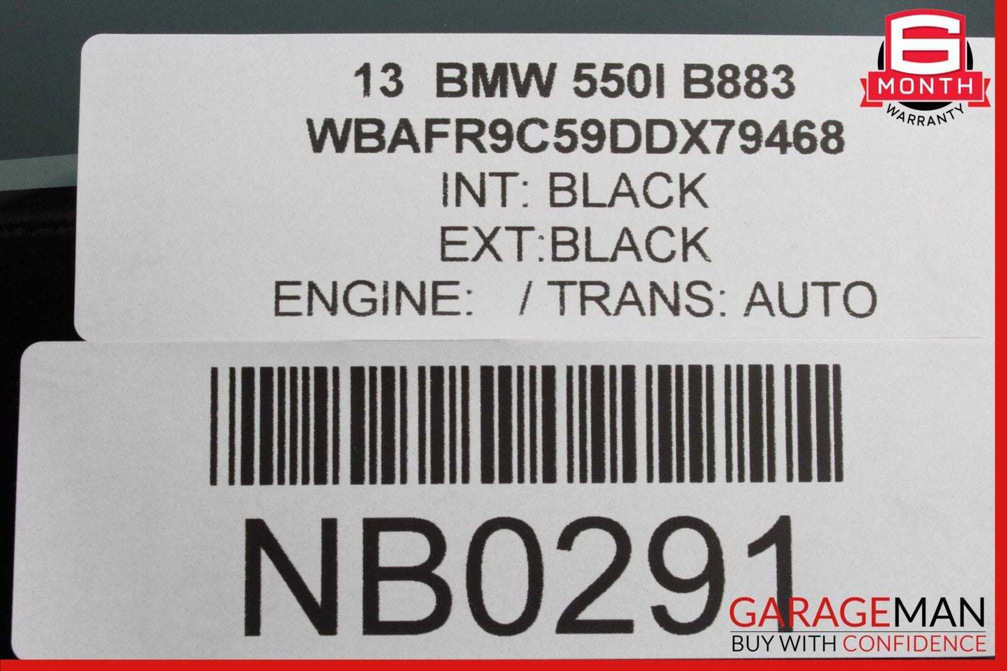 11-16 BMW 525i 535i 550i Rear Left Side Quarter Window Glass OEM