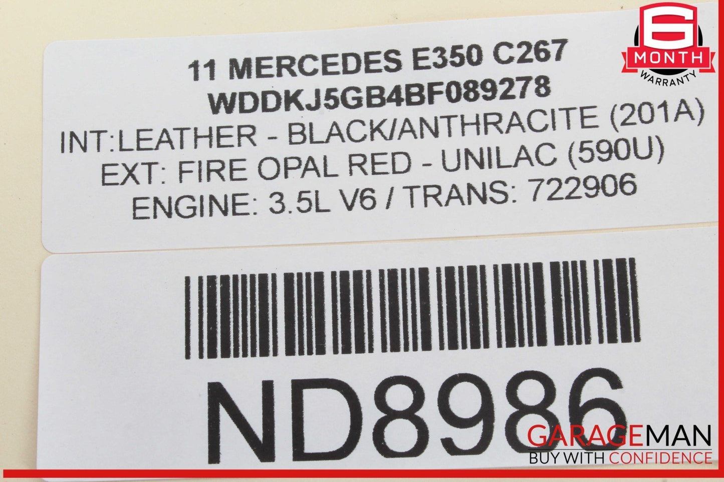 10-13 Mercedes W207 E350 Rear Left Driver Side Inner Tail Light Lamp OEM