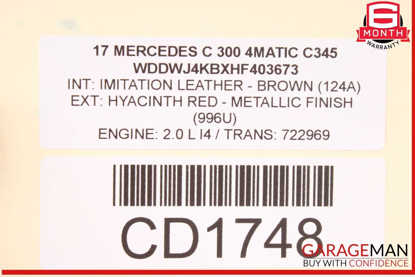 15-21 Mercedes W205 C300 4Matic Rear Sub Frame Crossmember Cross Member Cradle