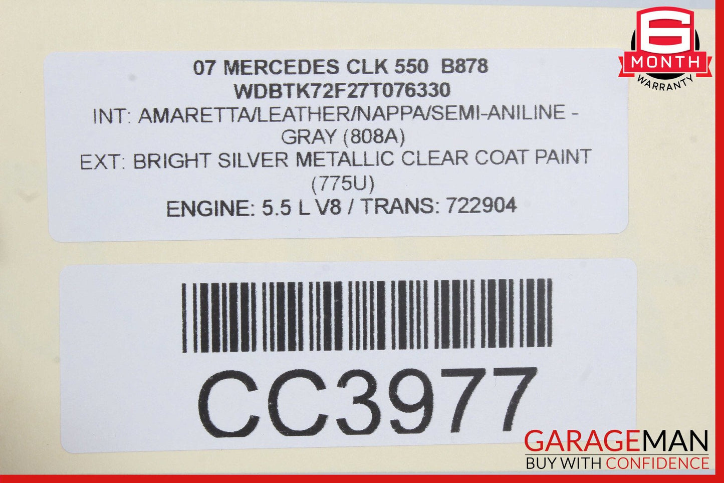 03-09 Mercedes W209 CLK550 CLK350 Convertible Upper Top Seat Cushion Right OEM